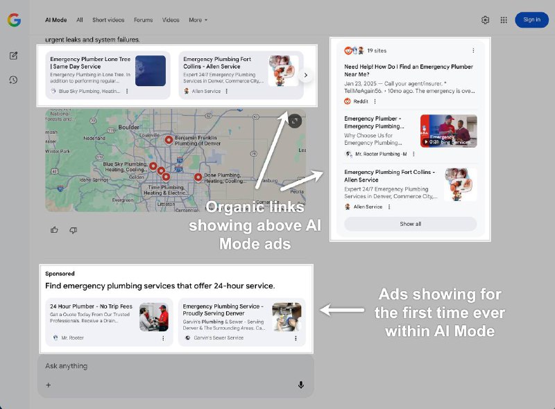 🤖 Google 开始在 AI Mode 中测试广告投放Google 正在其 AI Mode 搜索功能中测试广告投放